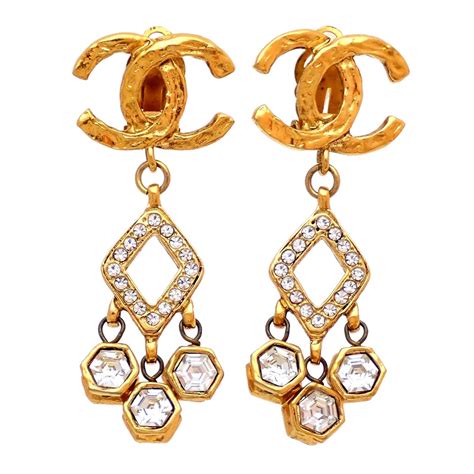 chanel c earrings etsy|authentic chanel cc earrings.